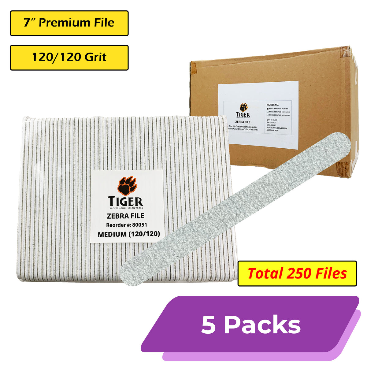Premium Zebra File [Standard] | 7″ Length | 120/120 Grit