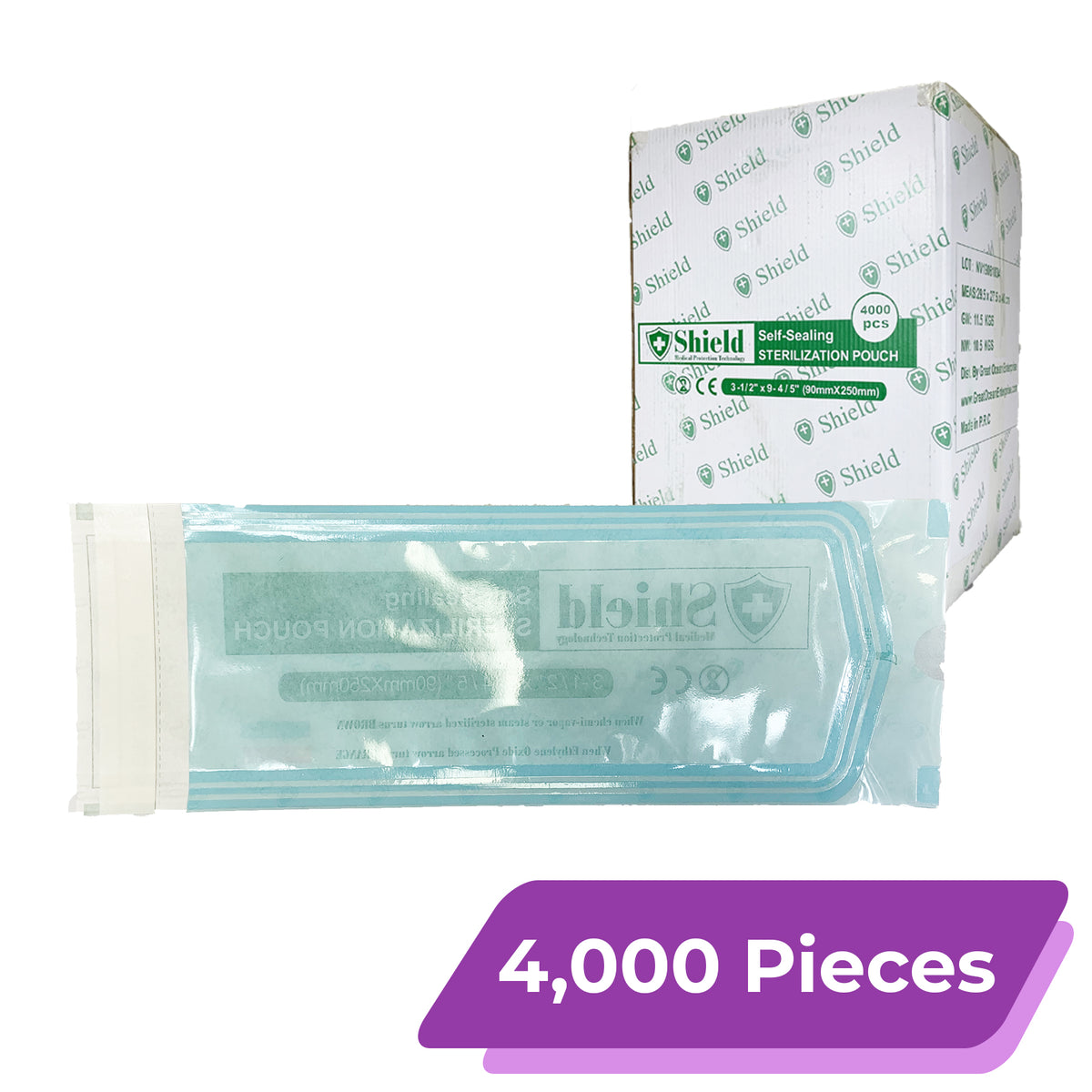 Sterilization Pouch with Self-Sealing Strip | Large Size: 9.8″ x 3.5″