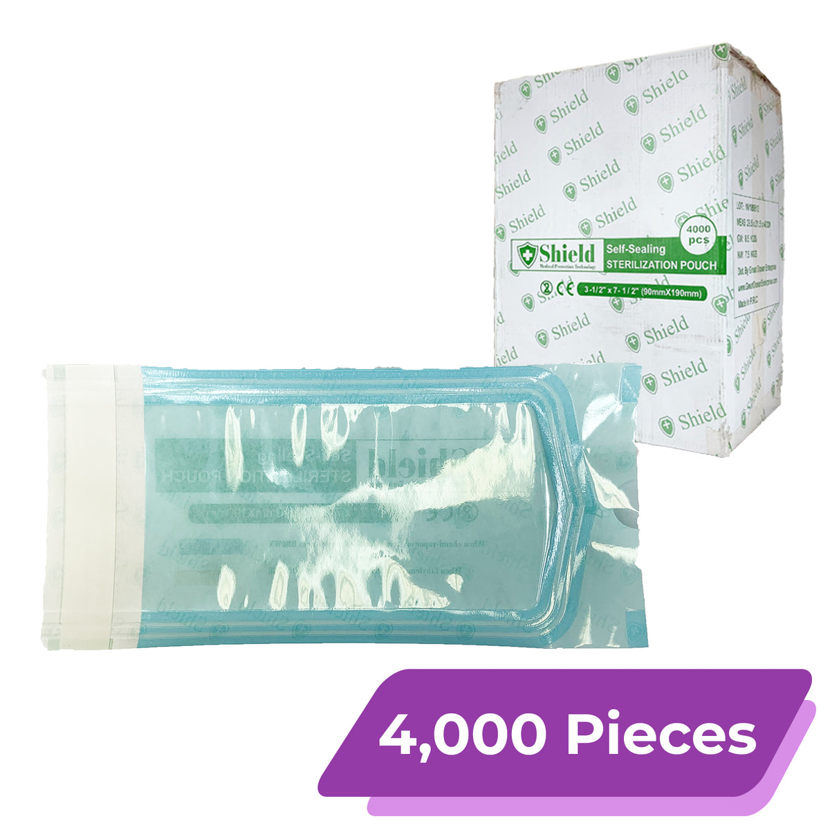 Sterilization Pouch with Self-Sealing Strip | Medium Size: 7.5″ x 3.5″
