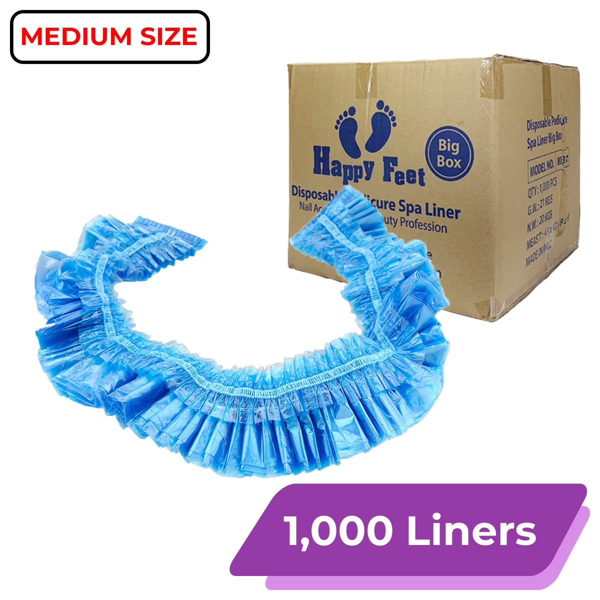 Pedicure Liner – MEDIUM | Blue Color (1,000 Pcs/Case)
