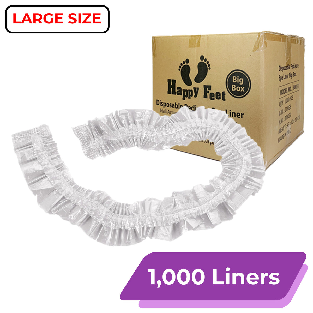 Pedicure Liner – LARGE | Clear Color (1,000 Pcs/Case)