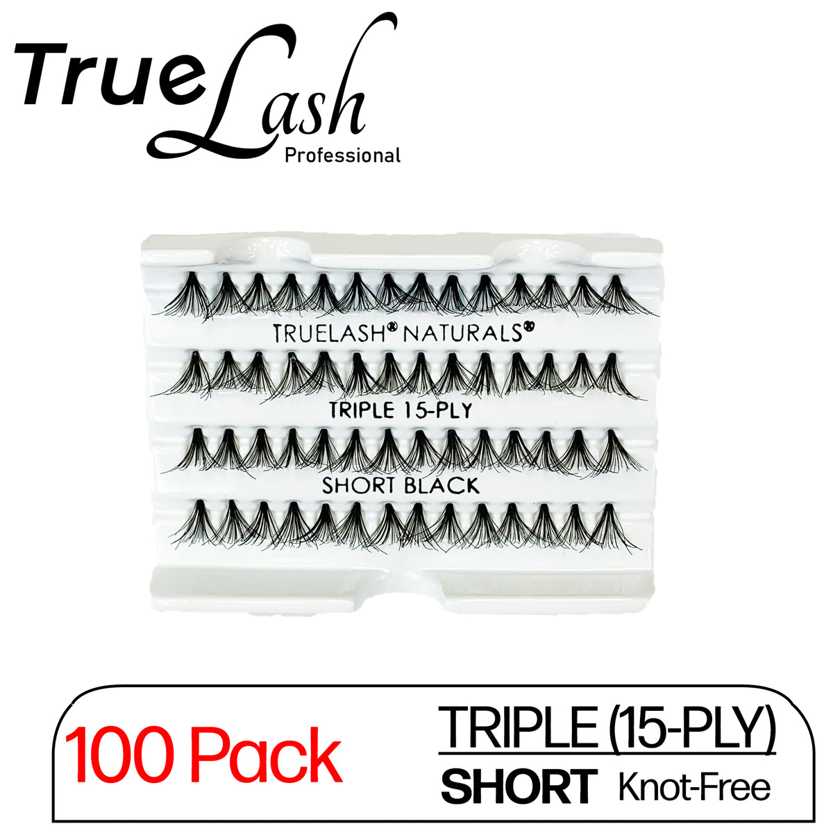 TrueLash Knot-Free Eyelash Extensions | 15-Ply, Triple | 100-Pack